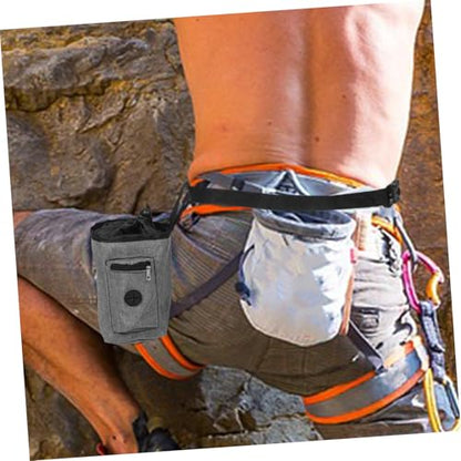 BESPORTBLE Antislip Chalk Bag Bucket with Zippered Pockets for Rock Climbing Bouldering and Gymnastics Oxford Cloth Grip Enhancer Stylish Gray Design for Mountaineering and Fitness Training