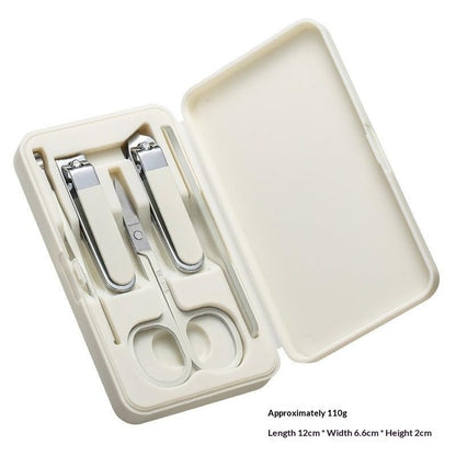 [5 Pack] Mini Suitcase Manicure Set, Stainless Steel Nail Clipper Kit with Cute Travel Case, Portable Grooming Set for Fingernails & Toenails, Professional Pedicure Tools (White)