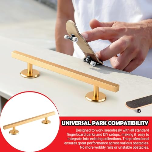 Colaxi Fingerboard Square Rail, 7.87 in Aluminum Alloy with Weighted Base for Grind Tricks and Skatepark Setups, Gold - color: Square Gold, size: 20cm