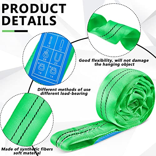 Fabbay 4 Pcs 9.8 Feet Heavy Duty Polyester Endless Loop Round Lift Slings Lifting Straps for Hoist Towing Moving Furniture Rigging Equipment, 5300 lb Vertical 4200 lb Choker 10600 Lbs Basket(Green) - color: Green, size: 9.8 Feet