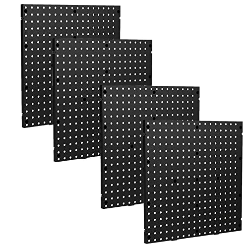 Pegboard Smith 17.75"x17.75" Black Plastic Pegboard Panels, Garage Tool Organization Peg Board, Set of 4