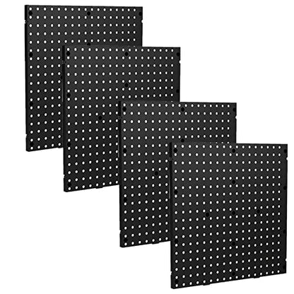 Pegboard Smith 17.75"x17.75" Black Plastic Pegboard Panels, Garage Tool Organization Peg Board, Set of 4
