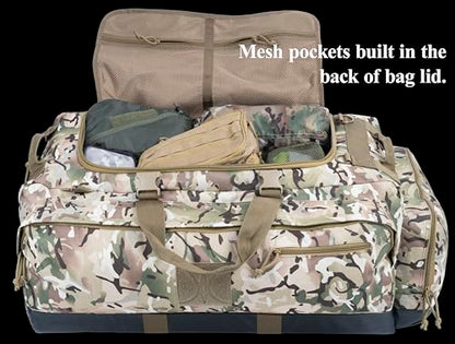 Large Duffle Bag Duffel Pack with Backpack Shoulder Straps and Shoes Compartment 105L for Sports Travel Hunting Camping. - color: AT Camo