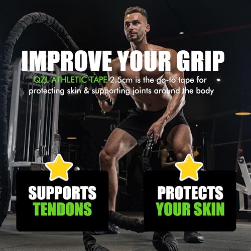 Athletic Tape - QZL 6 Rolls 1" 30‘ Versatile Medical Tape Bandage Tape, 100% Cotton Cloth Tape Adhesive for Ankle Wrist, Sport Tape for & Grip Tape for Hockey, Boxing, Volleyball, Turf, Football, Rock