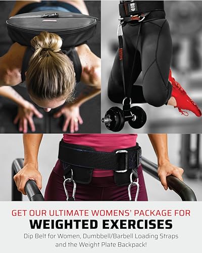 THEFITGUY Women's Complete Weighted Training Package – Weight Plate Backpack, Hip-Contoured Dip Belt and Dumbbell Loading Straps