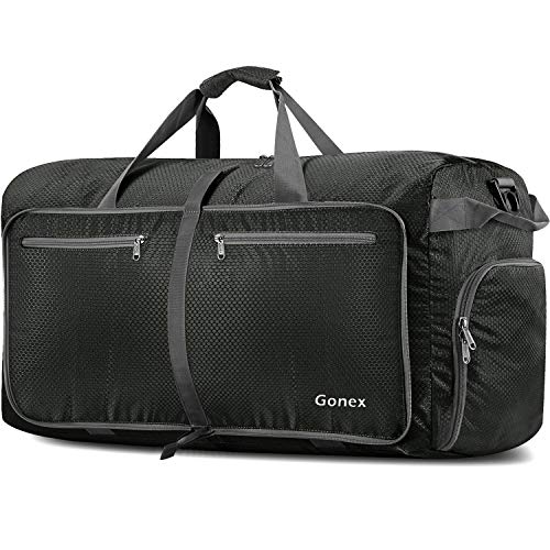 Gonex Foldable Travel Duffle Bag, Lightweight with Shoe Compartment | 210D Nylon, Water-Repellent, Folds Compact, Multiple Pockets, Luggage Sleeve, Travel & Weekend Use, 150L, Grey - color: Gray, size: 150L
