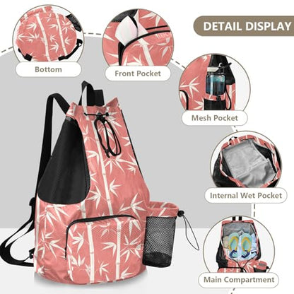 Yuiboo Red Trees Drawstring Backpacks Climbing Gym Bag with Inside Pockets String Bag Wet and Dry Separation