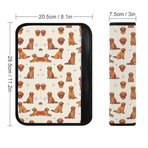 Universal Soft and Comfortable Seat Belt Shoulder Pad for Adult Use, Most Cars, 1 Pair Cute Golden Retriever Harness Pads Strap Anti-Slip Pad - color: Pattern 358