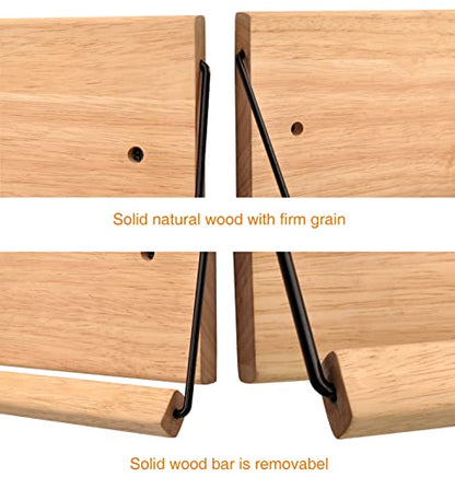 Shoe Rack with Dowel, Wall Hanging Shoe Storage, Organize for Sneaker, Slipper, Boots in Entryway, Hallway, Trailer, RV, Solid Wood_ Beige