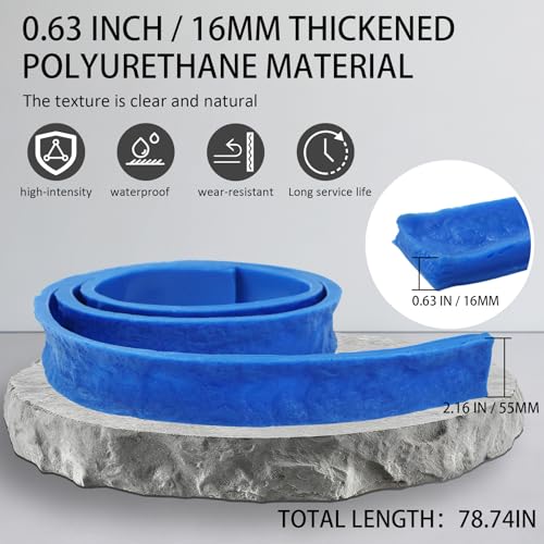 78.74" L x 2.17" W x 0.59" T Concrete Edge Mold, Stone Rock Edge Form Liner, Concrete Countertop Edge Form with Chiseled Stone Finish for Countertops, Steps, Benches & Fireplace Edging - size: 78.74" L x 2.17 "W x 0.59 "T