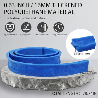 78.74" L x 2.17" W x 0.59" T Concrete Edge Mold, Stone Rock Edge Form Liner, Concrete Countertop Edge Form with Chiseled Stone Finish for Countertops, Steps, Benches & Fireplace Edging - size: 78.74" L x 2.17 "W x 0.59 "T