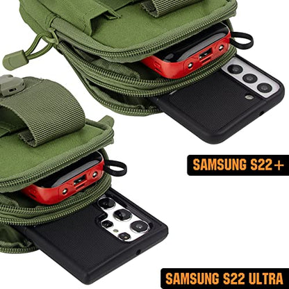 Tactical Molle Pouch Compact Utility Waist Bag Phone Holster Holder for 4.7"-6.9" iPhone 15 Pro Max/15 Pro/14 Plus/14 Pro Max/14/13 Pro Max/13 Pro/12 Pro Max/11 Pro Max - color: Army Green