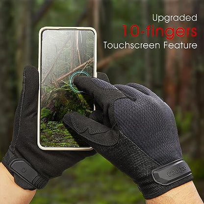 COOLJOB Touchscreen Utility Work Gloves for Men, Breathable Cooling Safety Gloves for Camping, Gardening, Hiking, Running and Driving, Lightweight and Flexible, Black Small - size: Small