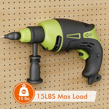 Utility Heavy Duty Pegboard Hooks, 8Pack Peg Board Power Tool Drill Holders | Fit 1/8" 1/4" Peg Holes, Double Arm Peg Board Bracket, Rubber Coated, Large Tool Organizer for Garage Workshop Shed Craftroom - style: 8 Pack