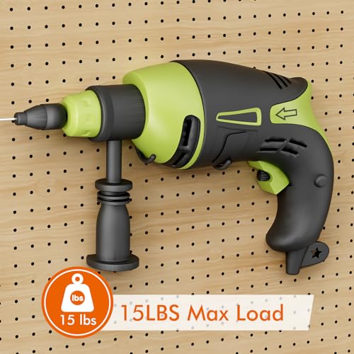 Utility Heavy Duty Pegboard Hooks, 8Pack Peg Board Power Tool Drill Holders | Fit 1/8" 1/4" Peg Holes, Double Arm Peg Board Bracket, Rubber Coated, Large Tool Organizer for Garage Workshop Shed Craftroom - style: 8 Pack