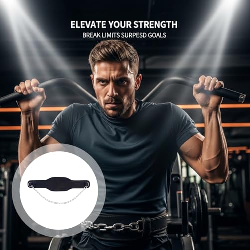 Weight Lifting Dip Belt With 35.4 In Chain, Double Layer Gym Belt For Pull-Ups, D-Ring For Fast Loading, Strength Training