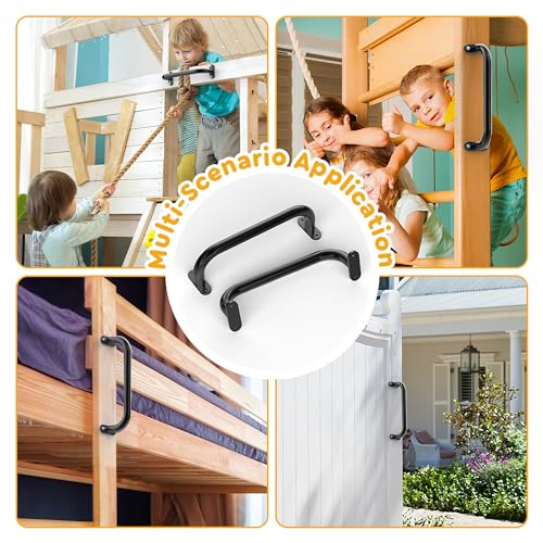 Monkey Bars for Safety Indoor,Outdoor Playground Grab Handles for Backyard,Playset Handle Accessories for Playhouse,Jungle Gym,Rock Climbing Wall Holds,Treehouse Slide-Black,13 in -2 Pcs - size: 13 in