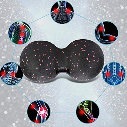 EMUKOEP Peanut Massage Ball Fascia Ball Set Training Deep Tissue Massage Ball Kit Lacrosse Ball Muscle Roller for Acupressure Plantar Fasciitis Reflexology Massage (Black,Blue)