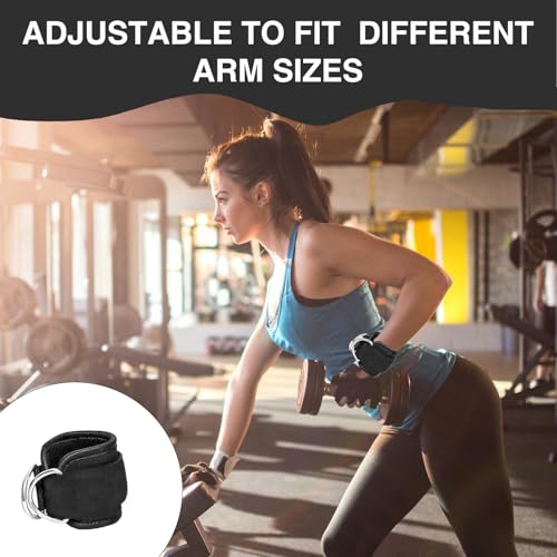 2 Pcs Wrist Cuffs Lifting Straps with D Rings for Cable Machine, Adjustable Gym Weightlifting Straps