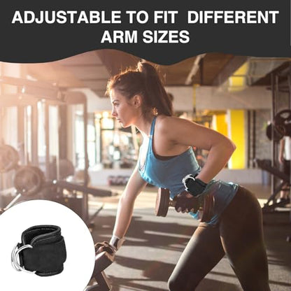 2 Pcs Wrist Cuffs Lifting Straps with D Rings for Cable Machine, Adjustable Gym Weightlifting Straps