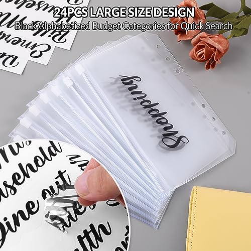 SKYDUE Budget Binder with 8pcs Zipper Envelopes, Money Organizer for Cash with 12pcs Expense Budget Sheets & 24 Blak Sticky Labels, Budget Book with Cash Envelopes, Yellow, A6 (1008HYJ-HZ_A6Yellow) - color: Yellow