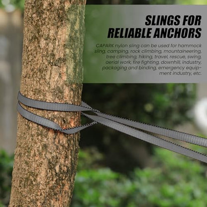 18MM Nylon Climbing Slings Runners 23 kN Strong Webbing Straps for Rock Climbing, Rappelling, Swing, Yoga Hammock etc - color: 2PCS Grey, size: 24inch/60cm