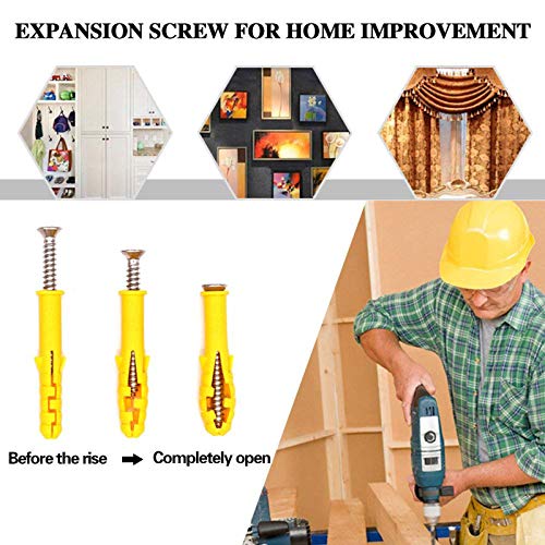 20 Set Screws and Anchors Set M5x80 Screw with 8x80 Plastic Expander Anchor Screw Hole Fillers and Screws Galvanized Plated for Drywall Hollow Wall Concrete Ceiling Tile Wood (Φ8-80mm,20set,M5 x 80) - size: Φ8-80mm