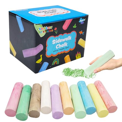 30-Count Assorted Jumbo Sidewalk Chalk, Washable Neon Jumbo Colored Chalk, Great for Outdoor Art, Boys and Girls Kids, Perfect For Party Favors, 4" Inches Tall 30-Pack Comes In 10 Neon Colors - size: 30 Count (Pack of 1)