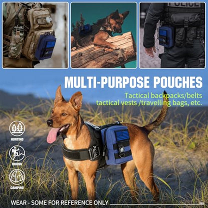 2 Pack Tactical Molle EDC Pouch Multi-Purpose Compact Pack Water-Resistant Utility Pouch with Flag Patch - color: Deep Blue
