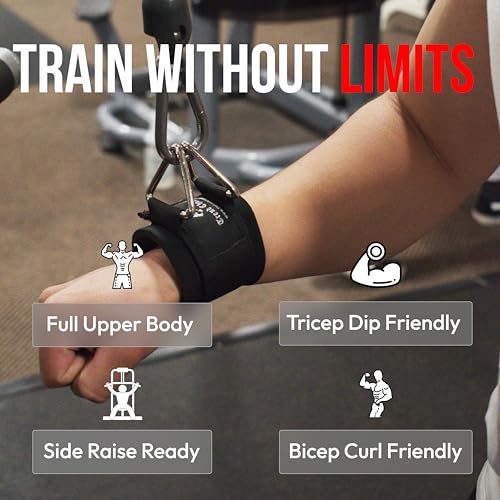 Wrist Cuffs Support - Cable Attachments For Gym Machine Workout Adjustable Wrist Straps For Weightlifting With Sturdy Buckle Neoprene Padding For Strength Training, Lateral Raises - size: Medium ( Upto 6.7" Wrist Circumference )
