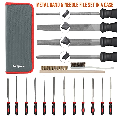 Hi-Spec Metal Hand & Needle Files Tool Kit Half Round Wood and Crafts | 18pc, everyday fixes made easier, organized portable storage, beginner-friendly selection, apartment and office tasks, tidy - size: 18 pieces