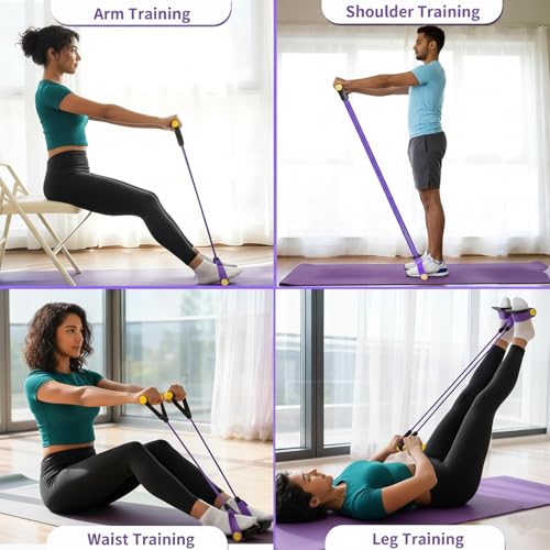 Pedal Resistance Band, 6 Tube Foot Pedal and Handles Resistance Bands Set, Multifunction Pull Up Assistance Bands for Full-Body Strength Training, Home Gym and Travel Workout Equipment