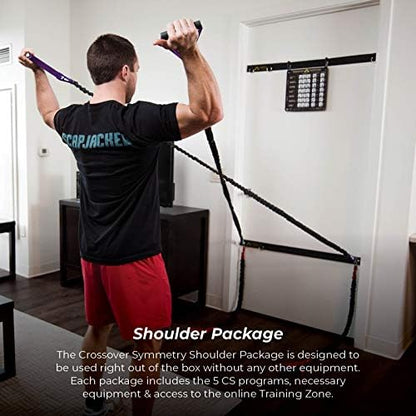 Crossover Symmetry Shoulder System Includes Two Sets of Resistance Bands Attachments Training Guide Exercise Chart Online Workouts for Home Fitness Rehab Rotator Cuff Exercises - style: Novice Door Belts