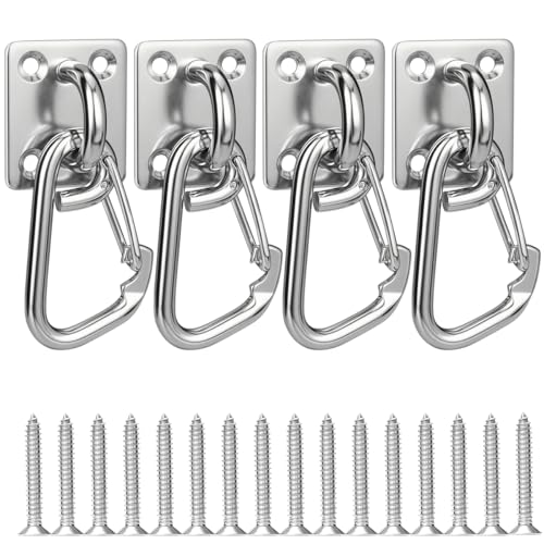 4 PCS Square Stainless Steel Pad Eye Hooks - Ceiling Hook for Hanging, M6 Swing Hook and Screws for Garden Hanging Plants, Porch Swing Hanging Kit, Indoor & Outdoor DIY Use - style: M6 Square pad eye hooks 4PCS