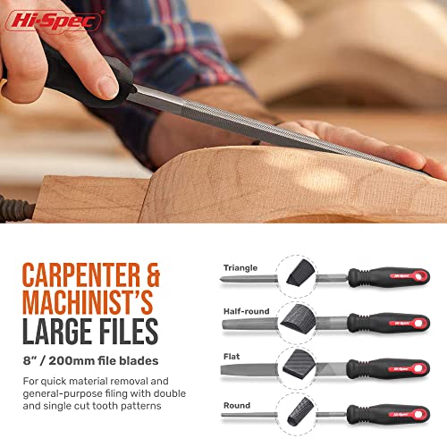 Hi-Spec Metal Hand & Needle File Tool Kit Half-Round Round & Triangle Files | 17pc, 8in/200mm, everyday fixes made easier, organized portable storage, beginner-friendly selection, neat layout, quick prep - size: 17 pieces