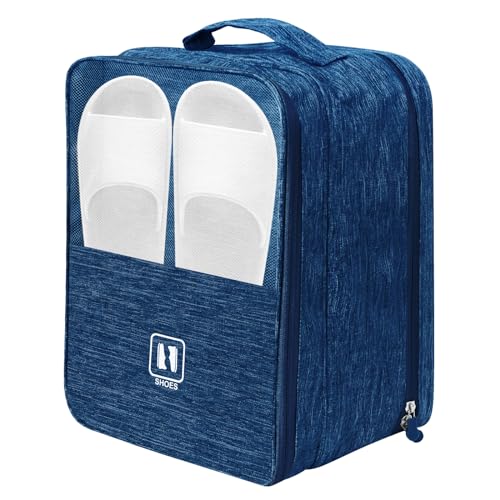 Large Shoe Bags for Travel, Holds 3 Pairs of Shoes, Portable Dance Shoe Storage Pouch, Sneaker Storage Bag (Navy Blue) - color: Navy Blue
