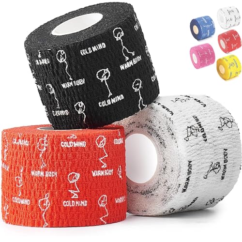 WARM BODY COLD MIND 1.85" Weightlifting Thumb Tape - Hook Grip Tape for Powerlifting, Cross Training, Gym Tape, Workout, Weight Lifting Tape, Athletic Finger Wrap (Mix V1 3 Rolls) - color: 3 Rolls Mix V1