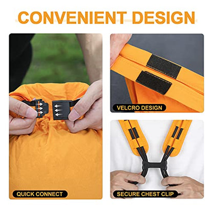 Water-Resistant Drawstring Bag - Expandable 30L with Anti-Theft Zipper Pockets - Ideal Small Cinch Backpack for Men, Women, and Kids - Perfect Gym, Beach, School, and Travel Bag (Orange)