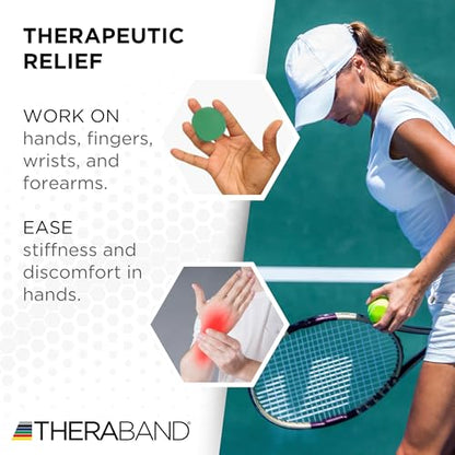 THERABAND Hand Exerciser Ball, X-Large Green, Medium Resistance for Grip Strengthening, Finger & Hand Therapy, Squeeze Ball for Rehab, Wrist & Forearm Exercise, Latex-Free, Textured Surface - color: Green - Medium