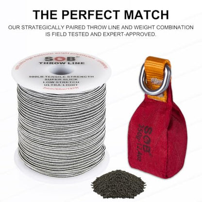 Throwing Bag with Throwing Line, Throwing Bag + 60m/197FT Throwing Line Set for Tree Climbing Tree Work Mountaineering - size: 350G