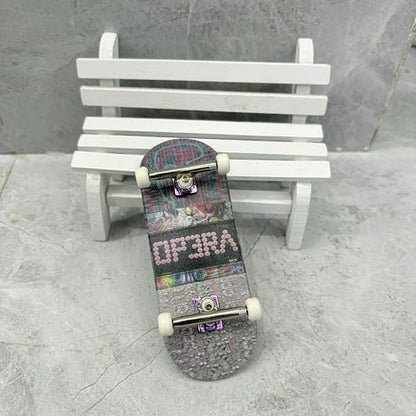 LEEFAI 34mm Pro Fingerboard Complete Set Up 34x96mm-Maples Wood Deck UV Printing Graphic 4.0 Finger Skateboard Trucks & 5 Urethane Wheels-Op3ra V3-Floral