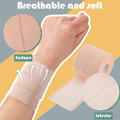 BBTO 4 Rolls Elastic Tape Adhesive Elastic Tape Self Adhesive Bandage Wrap Flexible Stretch Bandages for Sports Ankle, Knee and Wrist Sprains Animal Pets, 5 Yard(2 Inch in Width) - size: 2 Inch in Width