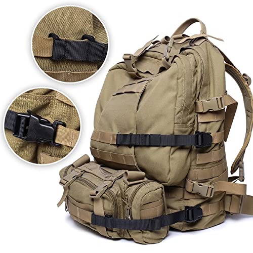 6 Pcs MOLLE Tactical Straps Adjustable Backpack Straps Attachment Webbing - color: Khaki