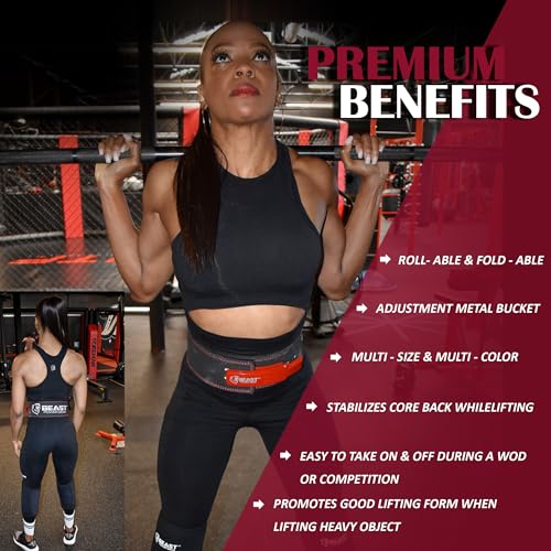 Beast Power Gear Weight Lifting Belt Lever Buckle 10MM 13MM Thick & 4 Inches Free Strap Weightlifting, Powerlifting, Deadlifts, Squats Men Women - color: Black/Red, size: XXXX-Large