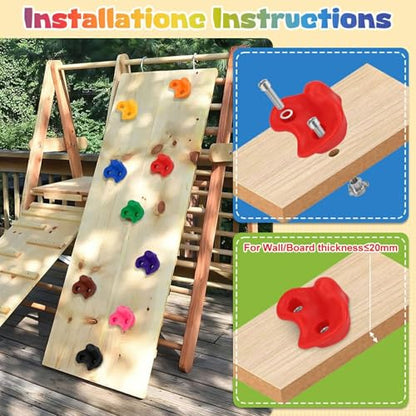 12Pcs Unique Rock Wall Climb Holds Set Climbing Wall Stone for Homes Gym and School Play Areas Enduring Climbing Stone - color: Black
