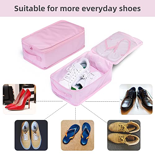 Travel Shoe Bags, Foldable Waterproof Shoe Pouches Organizer-Double Layer (2+2 Pink Shoebags) - color: Pink, size: 2+2 Packs