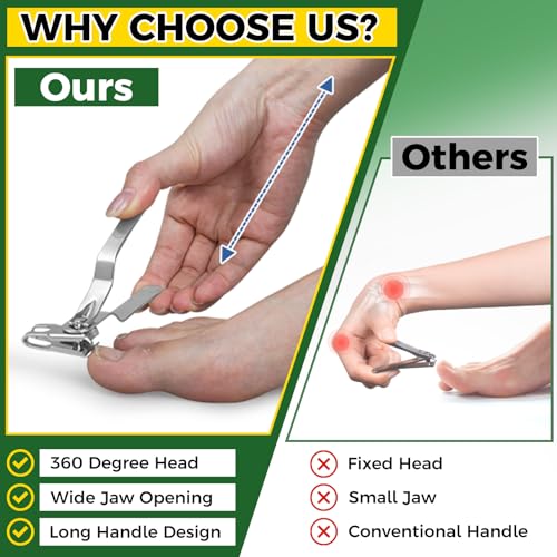 Toenail Clippers for Thick Nails for Seniors, 4PCS | Toe Nail Clippers for Men with Catcher - 360° Toenail Clippers for Seniors, Heavy Duty Edgy Nail Clipper for Thick Nails