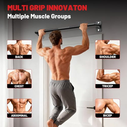 Wall Mounted Pull Up Bar, Chin Up Bar for Home Gym Strength Training | PAPABABE Sturdy Anti-Slip, Knurled Grip, Quick Install, Multi-Grip Versatile, Wall-Mounted Space-Saver 500 Weight Capacity - style: 36 inch