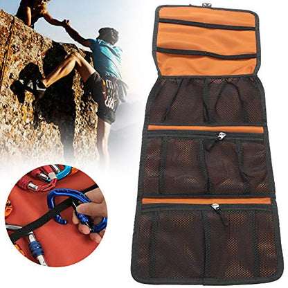 Climbing Gear Organizer, Climbing Gear Storage Bag Portable Quickdraw Hanging Storage Pouch Nylon Equipment Bag for Rock Ice Climb