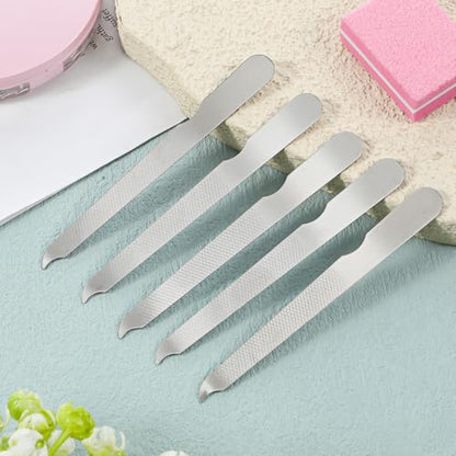 5 PCS Stainless Steel Nail File for Natural Nails 3.6’’ Small Metal Double Sided Nail File with Curved Sharp Pointed Thin Professional Reusable Manicure Pedicure Toenails Tools
